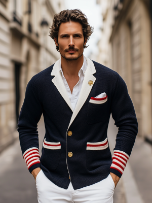 British Style Contrast Color Knitted Cardigan – Fast 24-Hour Shipping