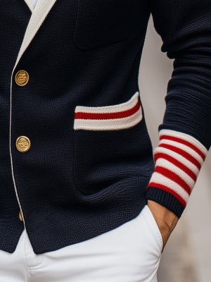 British Style Contrast Color Knitted Cardigan – Fast 24-Hour Shipping