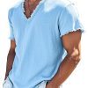 Vacation V-Neck Short Sleeve T-Shirt with Raw Edge Detail – Ships in 24 Hours