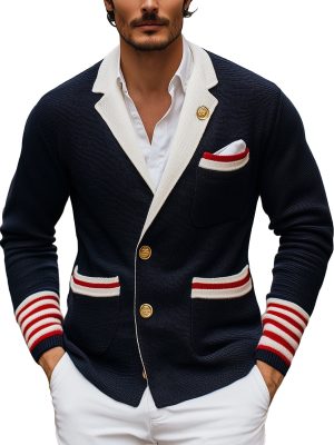 British Style Contrast Color Knitted Cardigan – Fast 24-Hour Shipping
