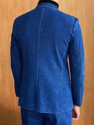 Men's Double-Breasted Denim Blazer with 3 Pockets & Notched Lapel – Fast 24-Hour Shipping