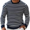 Striped Casual Pullover Sweater for Men & Women – Crew Neck Knit Sweatshirt with Fast 24-Hour Shipping