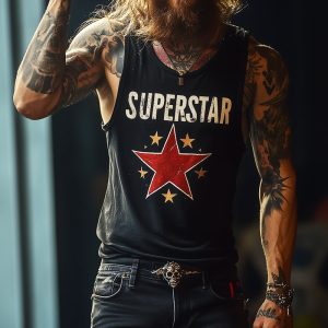 Men's Retro SUPERSTAR Printed Tank Top - Casual Crew Neck Sleeveless Top with 24-Hour Shipping