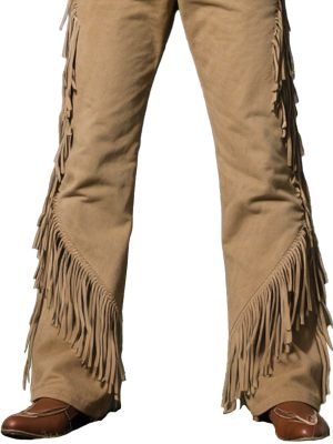Men's Western Cotton Pants with Fringe Detail – Casual Cowboy Style Trousers