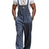 Men's Cotton Contrast Striped Loose Overalls – Fast 24-Hour Shipping