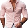 Men's Long Sleeve Zip-Up Shirt with Double Pockets – Fast 24-Hour Shipping