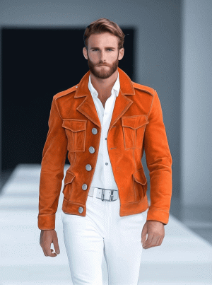 Men's Suede Jacket with Multiple Pockets – Fast 24-Hour Shipping