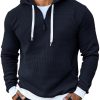 Navy Waffle Knit Hoodie for Men & Women – Stylish, Comfortable Casual Pullover Sweatshirt