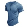 Men's Short Sleeve Solid Henley Shirt with Button-Down Front - Fast 24-Hour Shipping