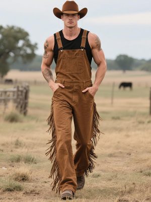 Men's Western Tassel Overalls - Fast 24-Hour Shipping