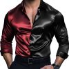 Men's Two-Tone Satin Dress Shirt with Long Sleeves – Formal & Casual Stylish Button-Down