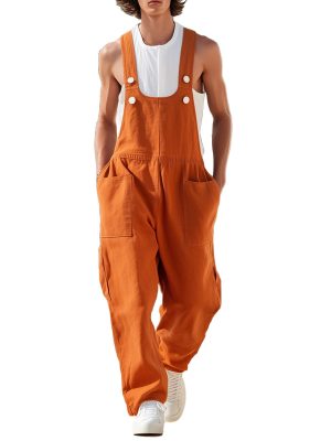 Men's Cotton-Linen Casual Jumpsuit with Multiple Pockets – Fast 24-Hour Shipping