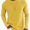 Yellow Long Sleeve Round Neck Sweater for Women – Minimalist Fashion Knit Pullover
