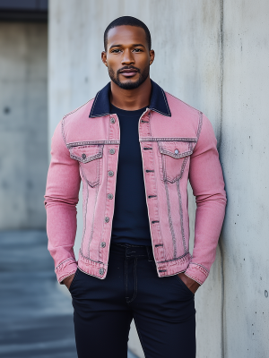 Stylish Pink Denim Jacket for Women – Fast 24-Hour Shipping, Trendy Casual Outerwear
