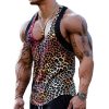 Men's U-Neck Leopard Print Tank Top – Stylish Patchwork Muscle Tee with 24-Hour Shipping