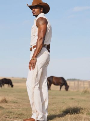 Men's Western Sleeveless Jumpsuit with Fringe Detail – Fast 24-Hour Shipping