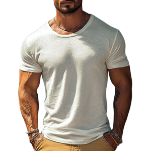 Men's Slim Fit Cotton T-Shirt - Casual Short Sleeve Round Neck, Fast 24-Hour Shipping (MTA2549C7M)