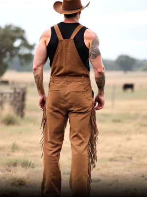 Men's Western Tassel Overalls - Fast 24-Hour Shipping