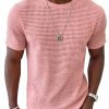 Casual Waffle Knit Short Sleeve T-Shirt – Solid Color, Fast 24-Hour Shipping