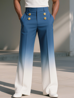 Blue and White Gradient Wide-Leg Business Pants – Fast 24-Hour Shipping