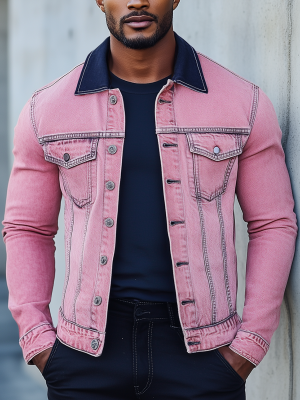 Stylish Pink Denim Jacket for Women – Fast 24-Hour Shipping, Trendy Casual Outerwear