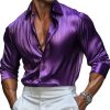 Men's Luxury Silk Long Sleeve Pleated Dress Shirt for Formal & Business Wear