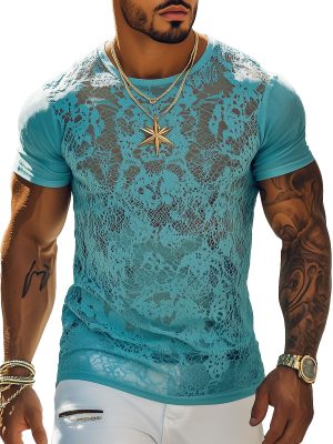 Retro Lace Short Sleeve T-Shirt – Breathable Cotton Tee with 24-Hour Fast Shipping