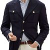 Vintage Cotton Casual Blazer with Multiple Pockets – Fast 24-Hour Shipping