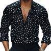 Men's Black and White Polka Dot Long Sleeve Dress Shirt - Casual Cotton Button Down