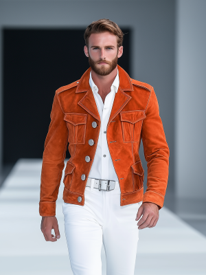 Men's Suede Jacket with Multiple Pockets – Fast 24-Hour Shipping