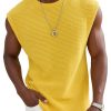Yellow Waffle Knit Tank Top for Women – Wide Shoulder Casual Top with 24-Hour Shipping