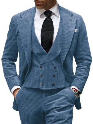 Retro Corduroy Blazer for Men - Solid Color Casual Jacket with 24-Hour Shipping