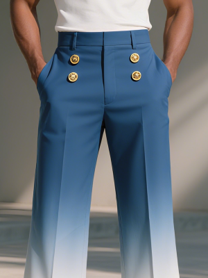 Blue and White Gradient Wide-Leg Business Pants – Fast 24-Hour Shipping