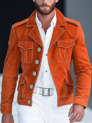 Men's Suede Jacket with Multiple Pockets – Fast 24-Hour Shipping