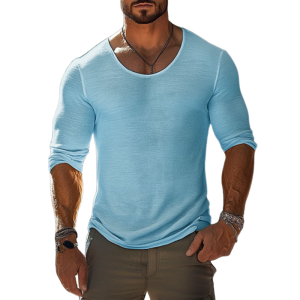 Men's Slim Fit Cotton Long Sleeve T-Shirt – Casual Round Neck, Fast 24-Hour Shipping (MTA2587C7M)