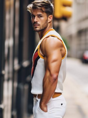 Men's Colorful Contrast V-Neck Knit Tank Top – Fast 24-Hour Shipping
