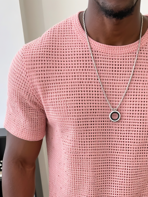Casual Waffle Knit Short Sleeve T-Shirt – Solid Color, Fast 24-Hour Shipping