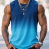 Men's Blue Gradient Tank Top - Casual Round Neck Sleeveless T-Shirt for Summer