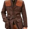 Suede Wool Blend Patchwork Casual Jacket with Double Pockets & Lace-Up Design – Ships in 24 Hours