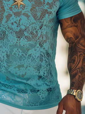 Retro Lace Short Sleeve T-Shirt – Breathable Cotton Tee with 24-Hour Fast Shipping
