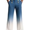 Blue and White Gradient Wide-Leg Business Pants – Fast 24-Hour Shipping