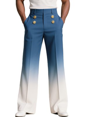 Blue and White Gradient Wide-Leg Business Pants – Fast 24-Hour Shipping