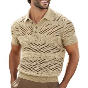 Men's Summer Short Sleeve Polo T-Shirt with Breathable Wool Blend – Fast 24-Hour Shipping