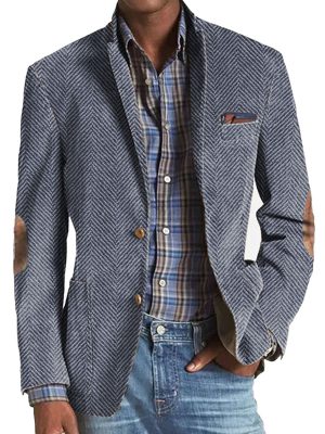 Vintage Herringbone Suede Blazer with 3 Pockets – Casual Jacket, Ships in 24 Hours