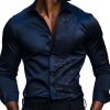 Men's Satin Long Sleeve Shirt with Lace Panel Detail – Elegant Casual Dress Shirt for Men