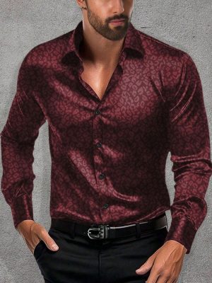 Men's Vintage Leopard Print Long Sleeve Button Down Shirt