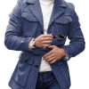 Vintage Herringbone Wool Coat with Lapel & Lace-Up Detail – 4-Pocket Casual Outerwear, Ships in 24 Hours