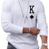 Men's Casual Long Sleeve T-Shirt with Round Neck and Bold Letter Print