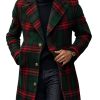 Men's Retro Red Green Plaid Wool Coat – Classic Lapel Design, Fast 24-Hour Shipping