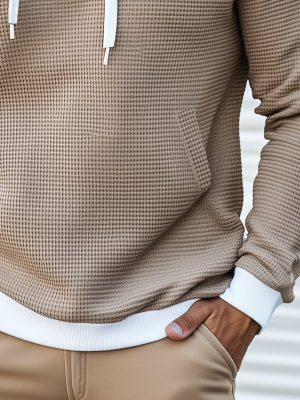 Stylish Waffle Knit Long Sleeve Hoodie – Fast 24-Hour Shipping